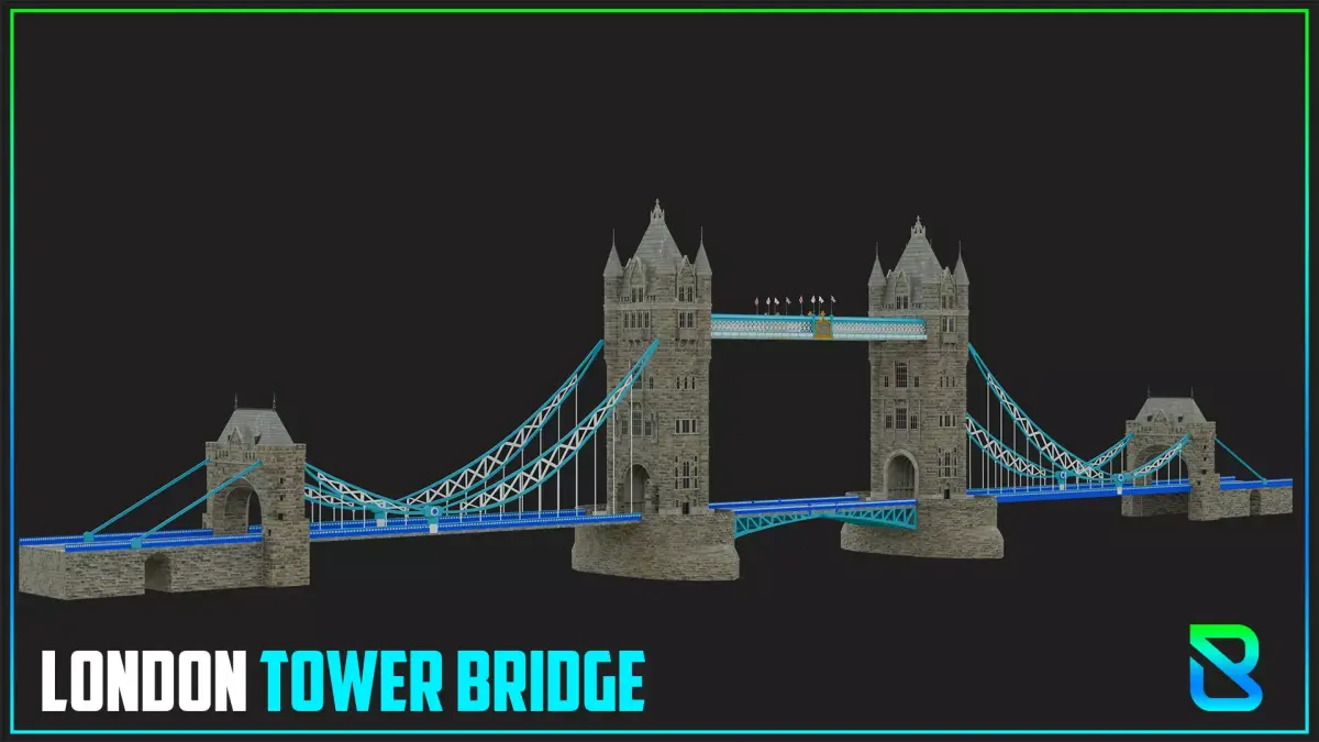 London Tower Bridge  Low-poly 3D model