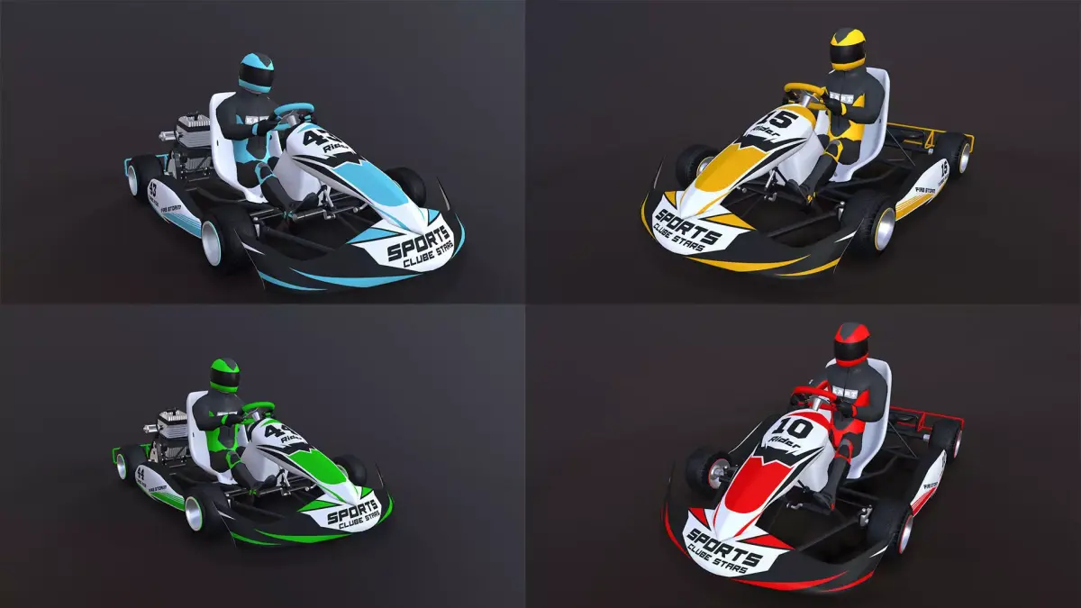 4LowPolyKartsWithPlayerPack1 go - kart racer Low-poly 3D model