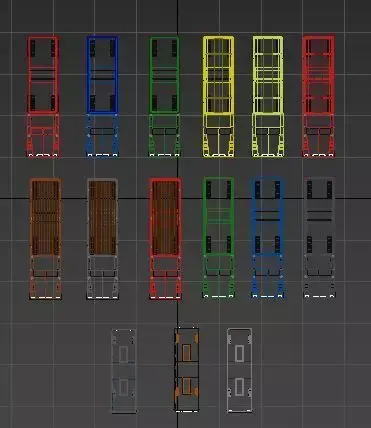 Low Poly Vehicles trucks and trailers Low-poly 3D model