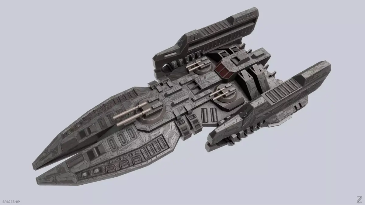 Spaceship Low-poly 3D model 9