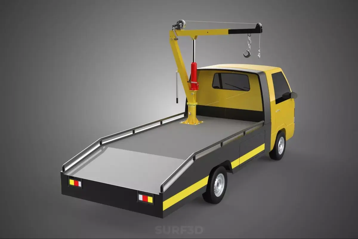 ROADSIDE SERVICE TOW TRUCK OVERHEAD REAR RECOVERY LIFTING CRANE 3D model