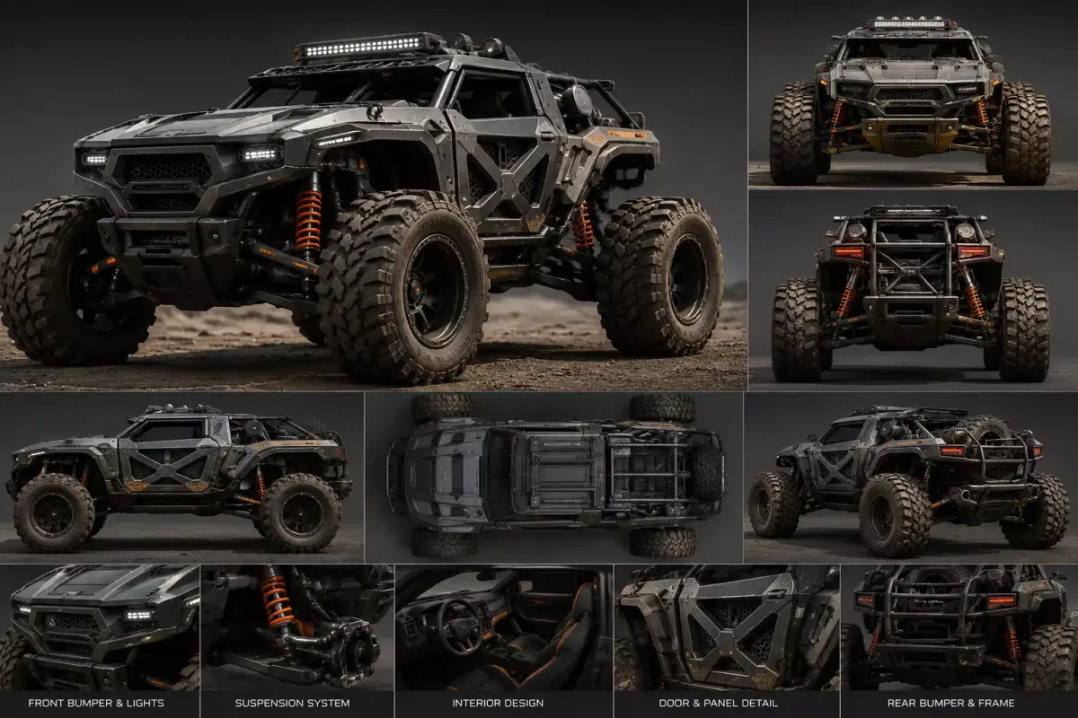 Futuristic Monster Truck STL ready 3D Printed  Vehicle 3D print model