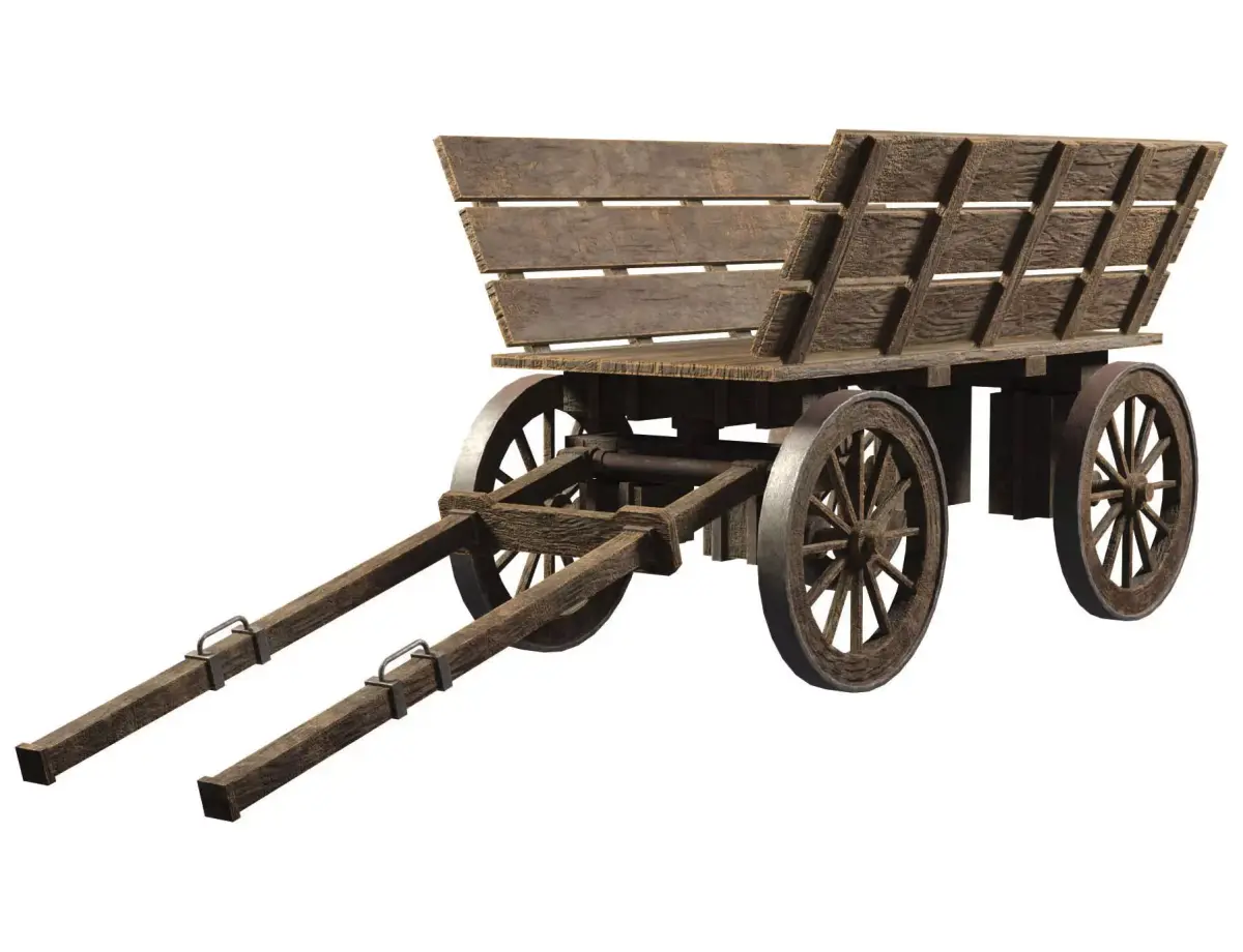 Medieval Wooden Cart 1  Low-poly 3D model