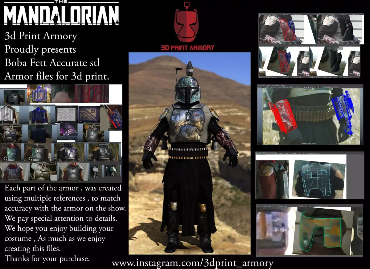 Mandalorian Boba Fett full armor STL file for 3d print 3D model