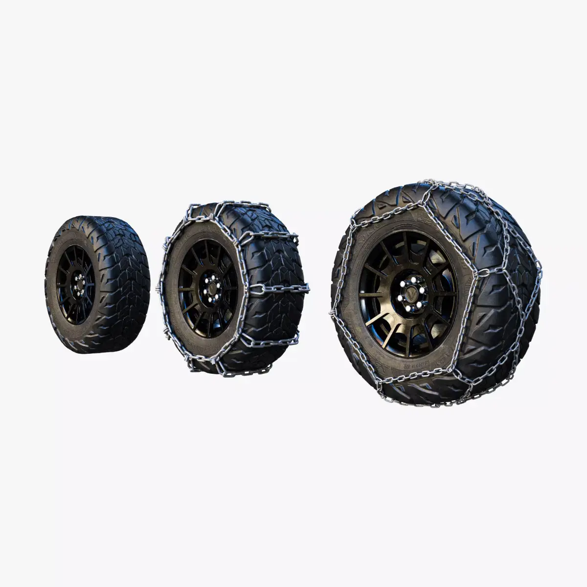 Wheel Offroad Pack Lowpoly Chain Low-poly 3D model