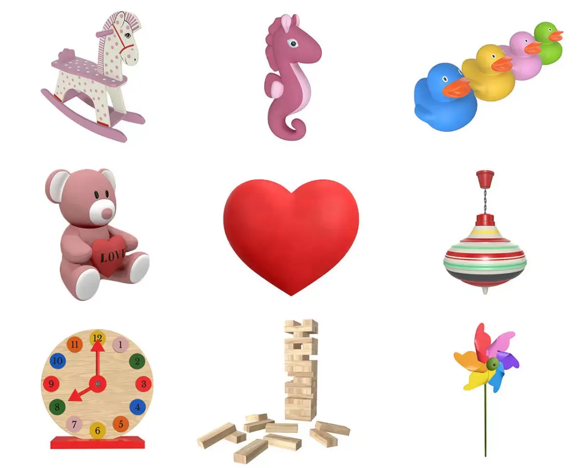 Children wood toys pbr part 2 3D Model Pack