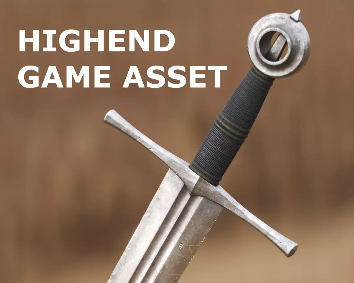 Medieval Sword for Games and Cinematics 06 Low-poly 3D model