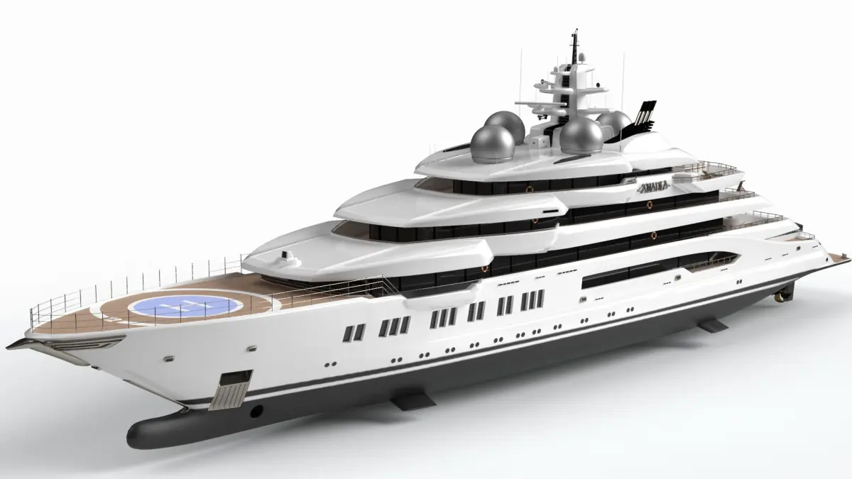 Amadea Superyacht Night Scene 3D model