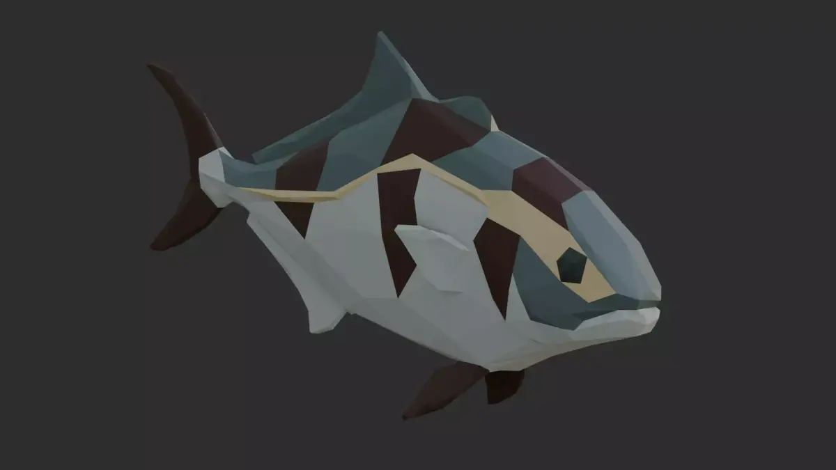 Low Poly Banded Rudderfish Low-poly 3D model