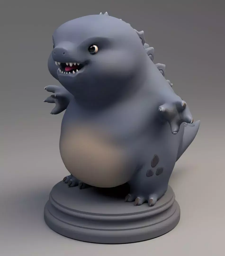 Godzilla statue Low-poly 3D model