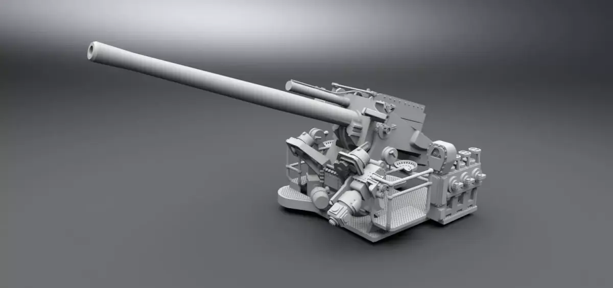 5 inch 25 caliber 2 Scale model 3D print model