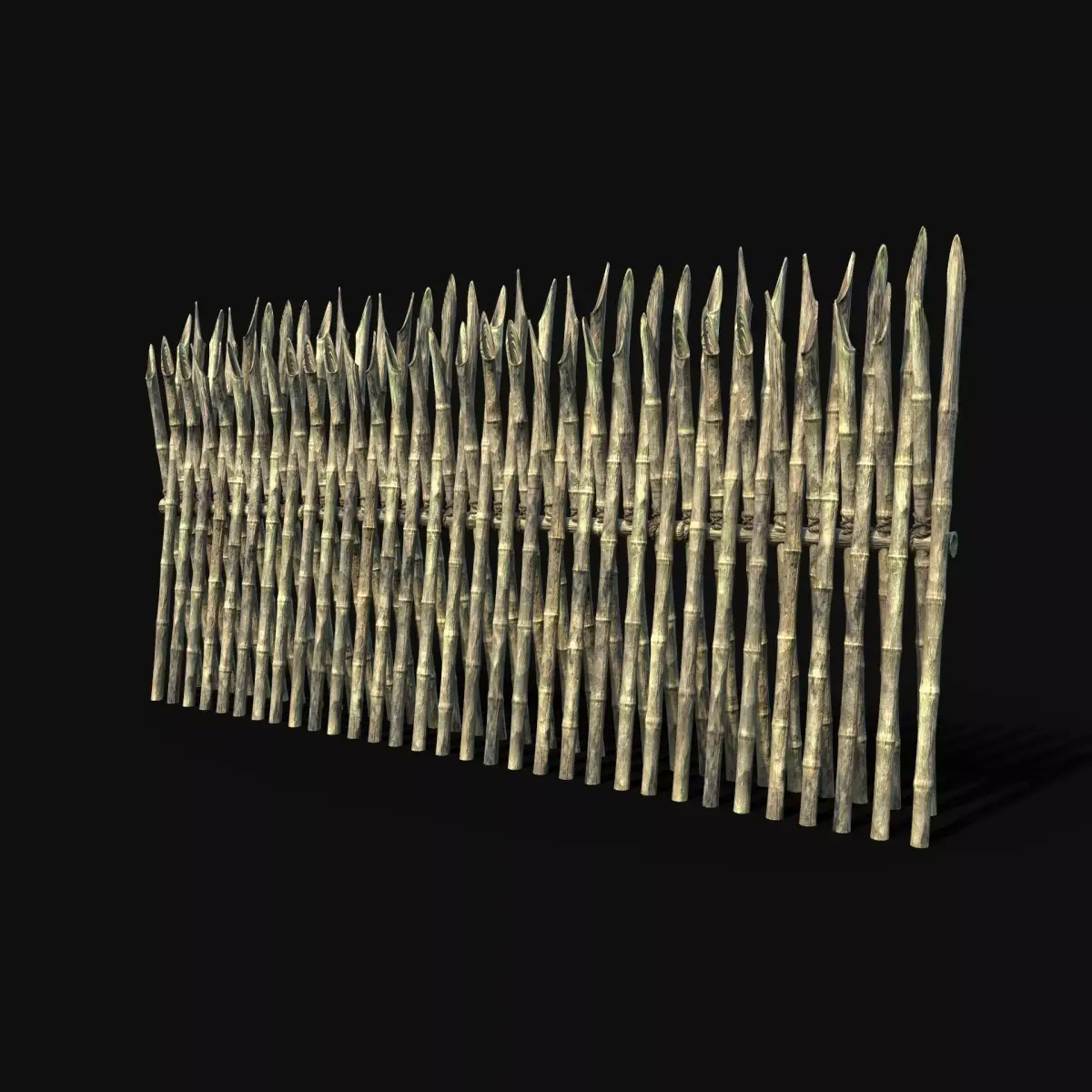 BAMBOO PALISADE WALLS FENCE SURVIVAL FORT GUARD AAA CONSTRUCTION Low-poly 3D model