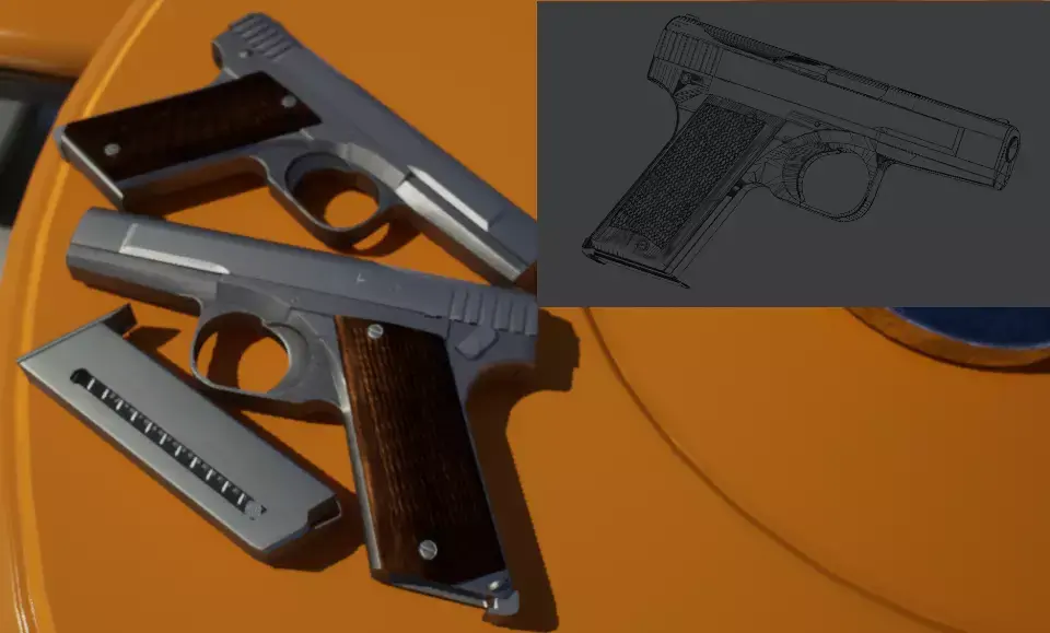 Hamada Type 2 Pistol Model With Blend 3D model