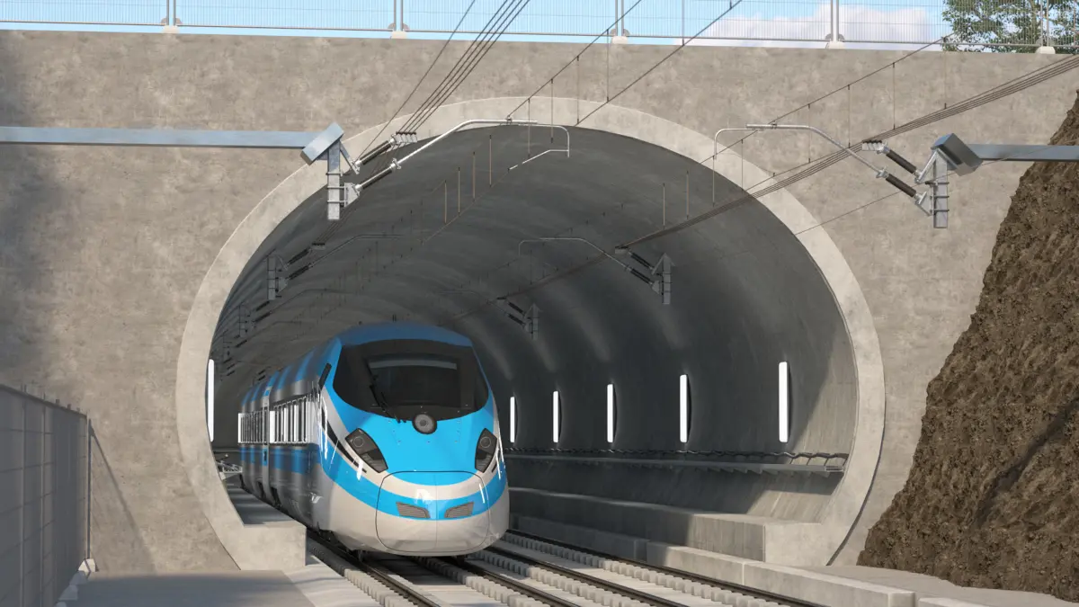 Railway Tunnel Section with Train 3D model purchase