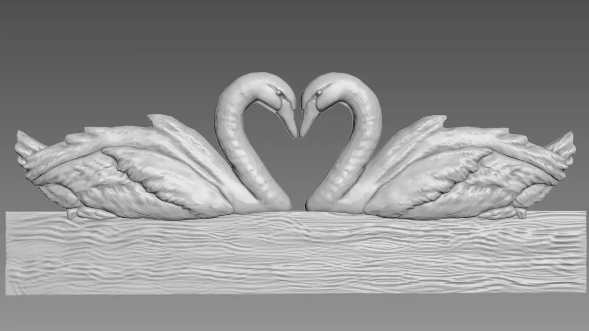 Swans Bas-relief 3D model