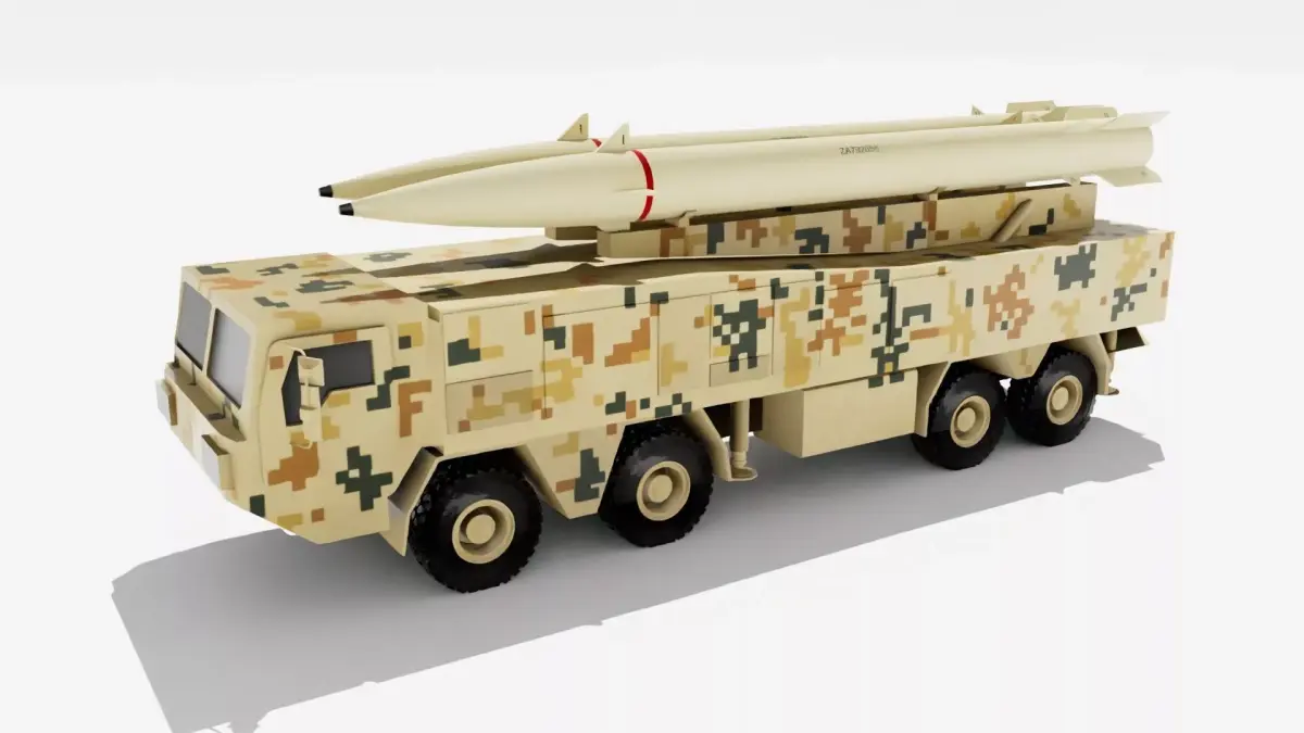 Zolfaghar Missile Iranian SRBM Heat map Low-poly 3D model