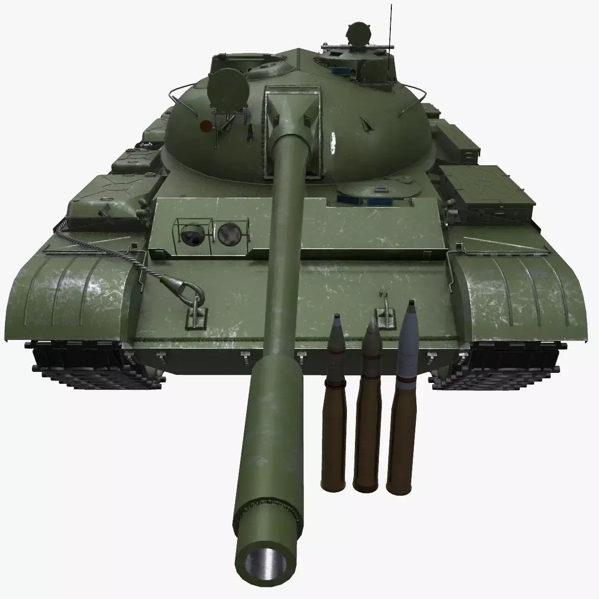 T-55 with Shells Low-poly 3D model