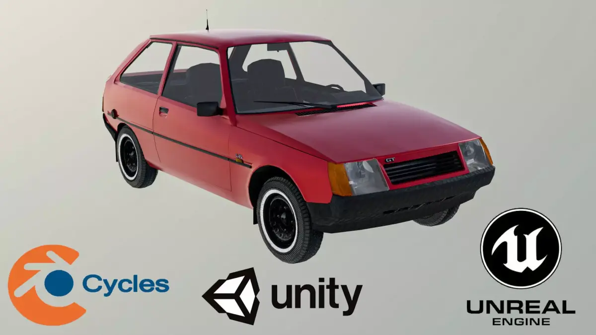 Generic Hatchback Low-poly 3D model Game Ready Free low-poly 3D model