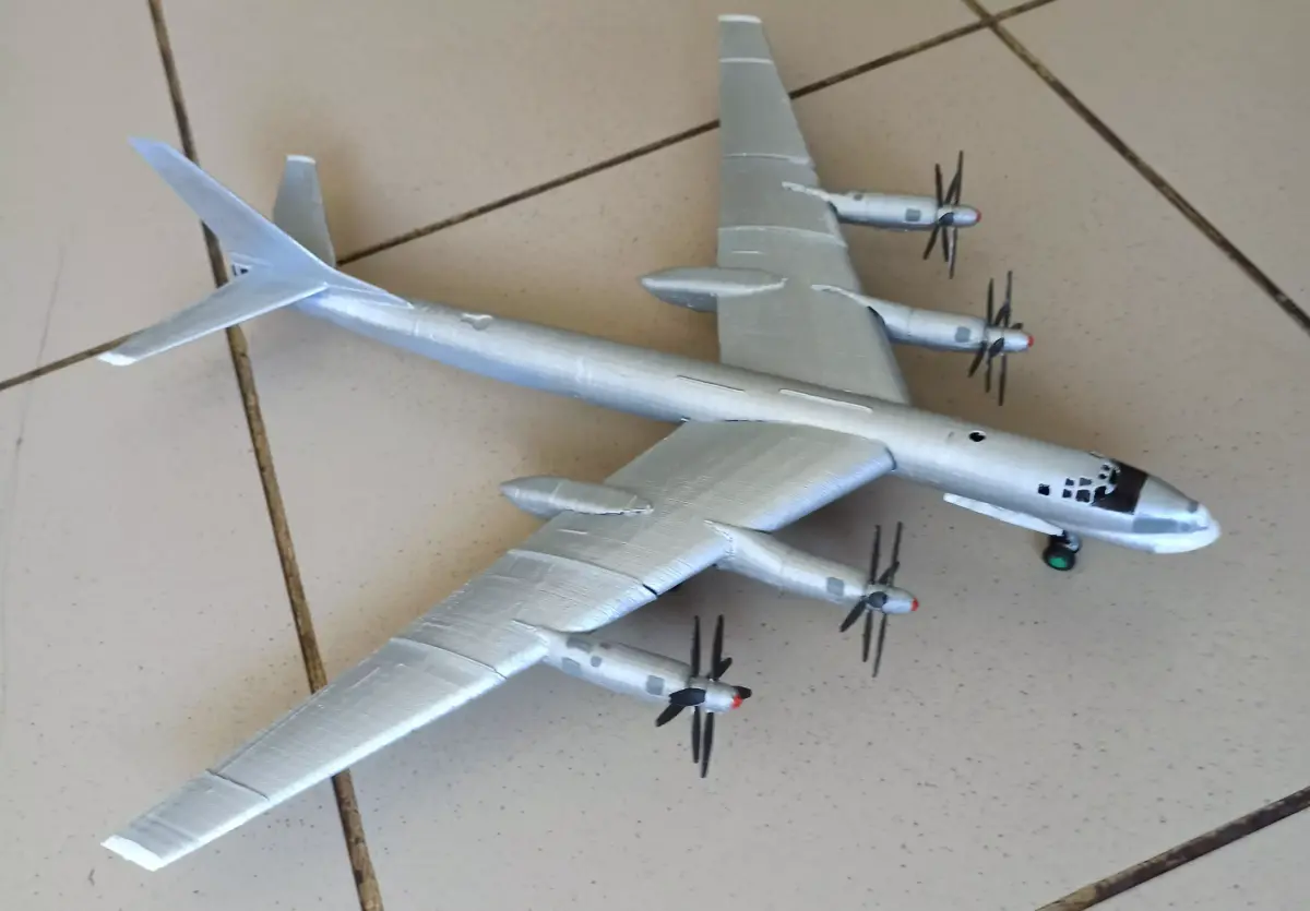 Tu-95 airplane with propellers 3D print model