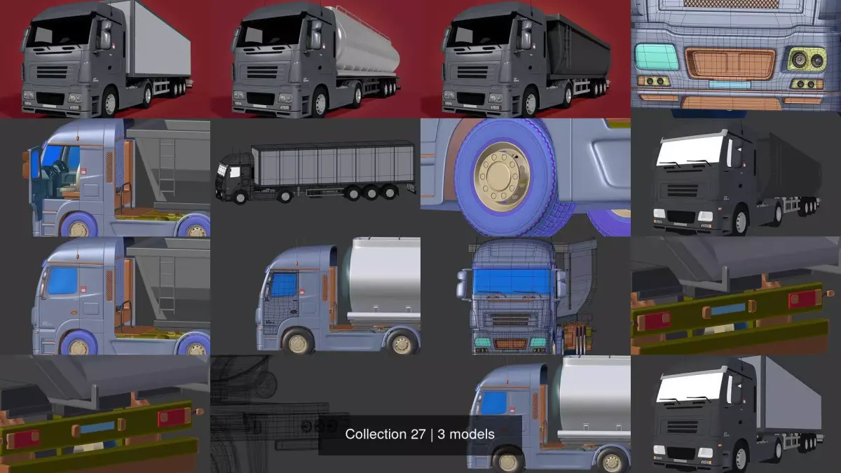 Generic Heavy Truck - Container - Fuel - Construction - Tipping 3D Model Pack