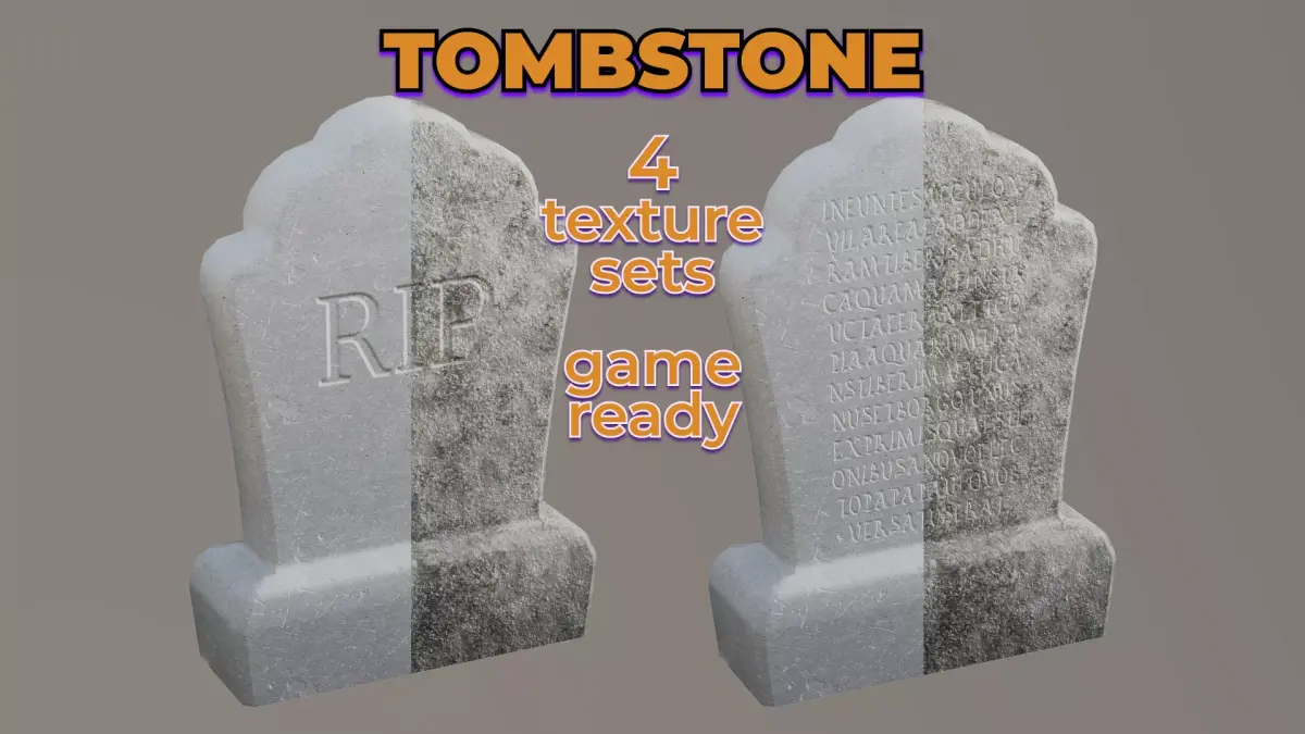 Old Dirty Tombstone concrete gravestone cemetery Low-poly 3D model