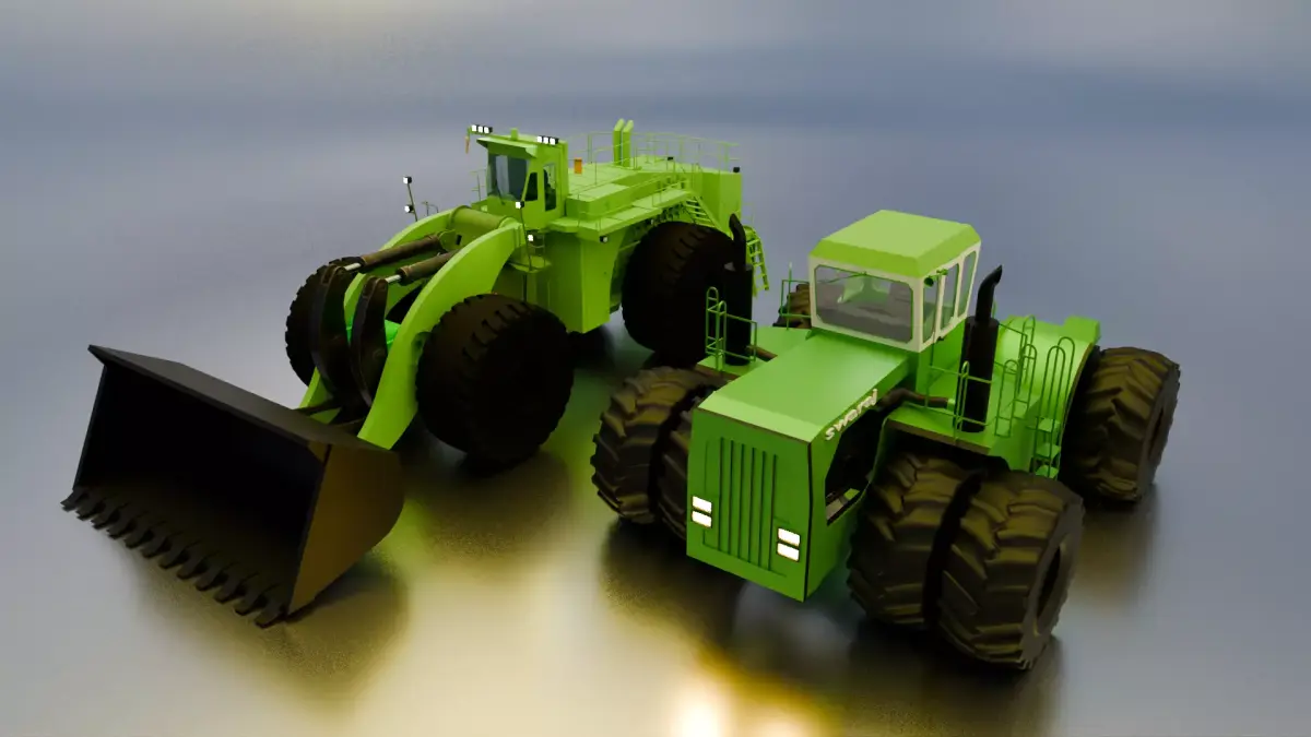 Construction Loader and Farming Tractor Low-poly 3D model