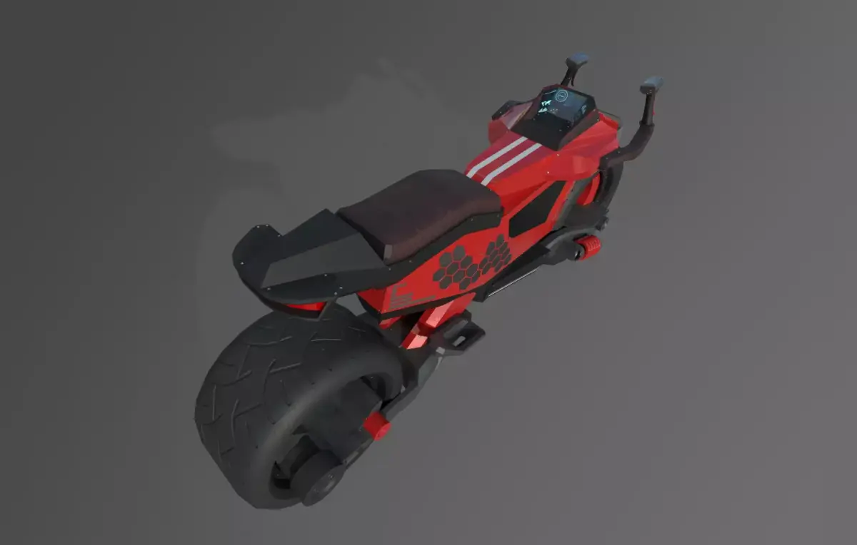 Cyberpank Moto GameReady Low-poly 3D model