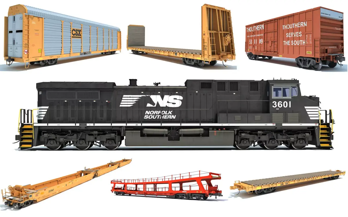 Norfolk Southern Freight Train 3D Model Pack