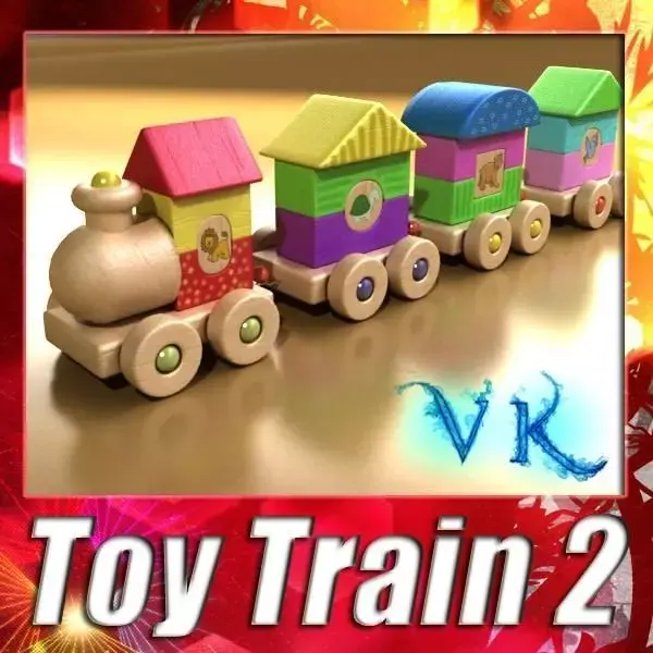 Wooden Toy Train High Res 3D model
