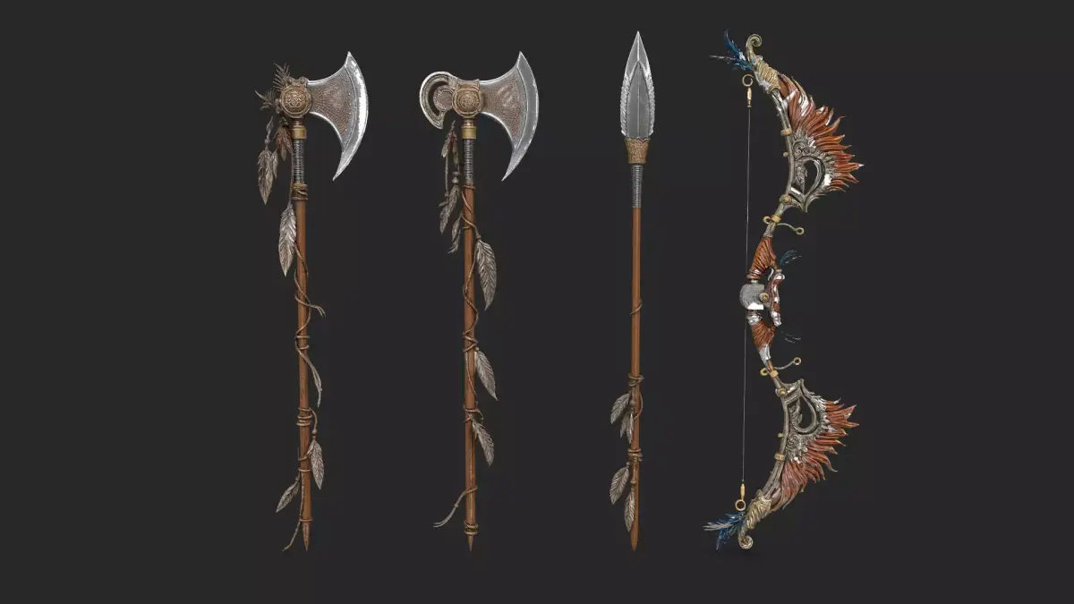 Native american diverse weapons model High Resolution 3D model