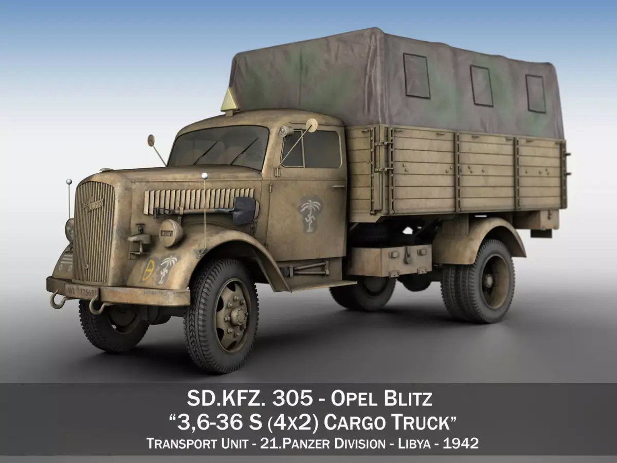 Opel Blitz - 21 Panzer-Division 3D model