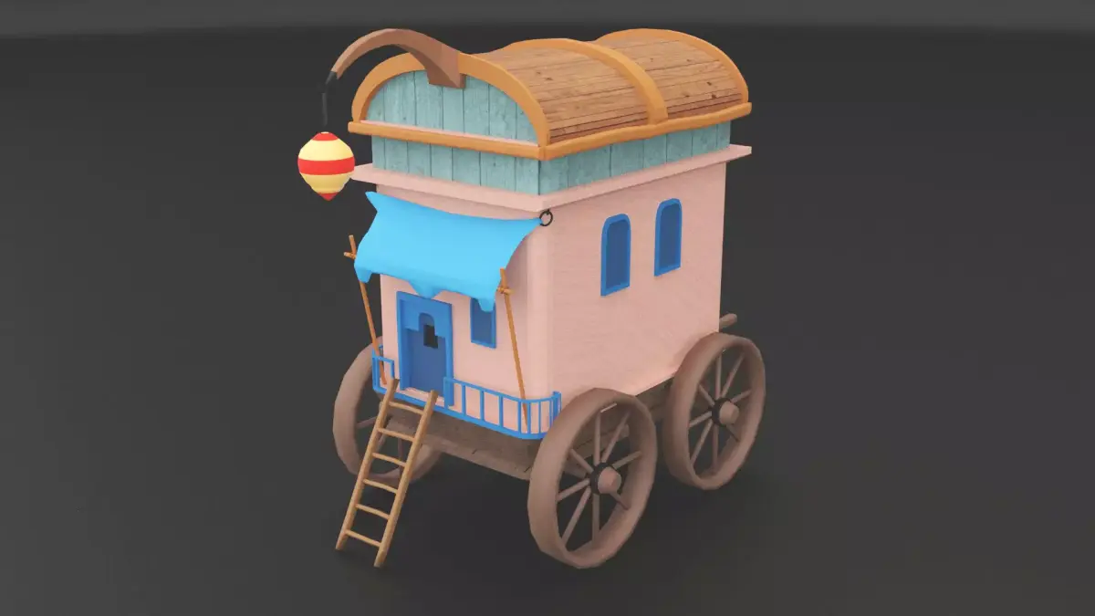  Stylized Medieval Caravan Low-poly 3D model