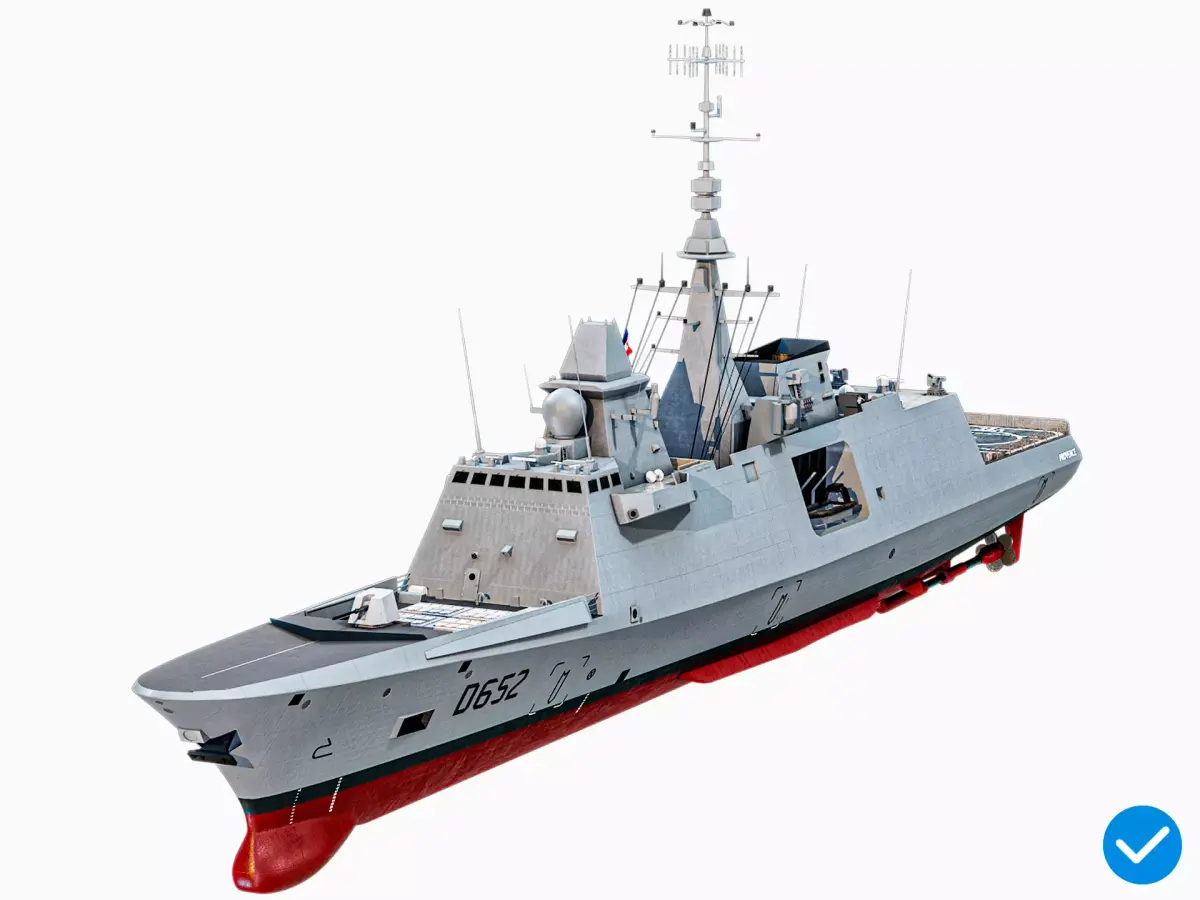 FREMM Aquitaine Class Frigate PBR Low-poly 3D model