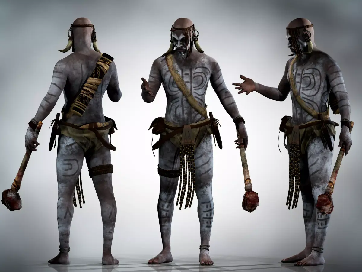 Native warrior Low-poly 3D model