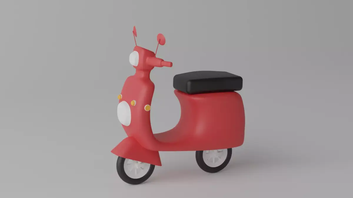 Cartoon Scooter Motorcycle 3D model
