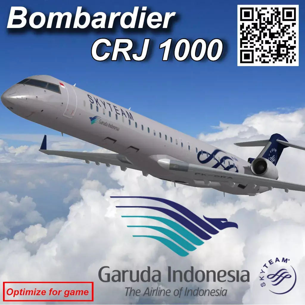 Bombardier CRJ 1000 Garuda Indonesia SkyTeam Low-poly 3D model