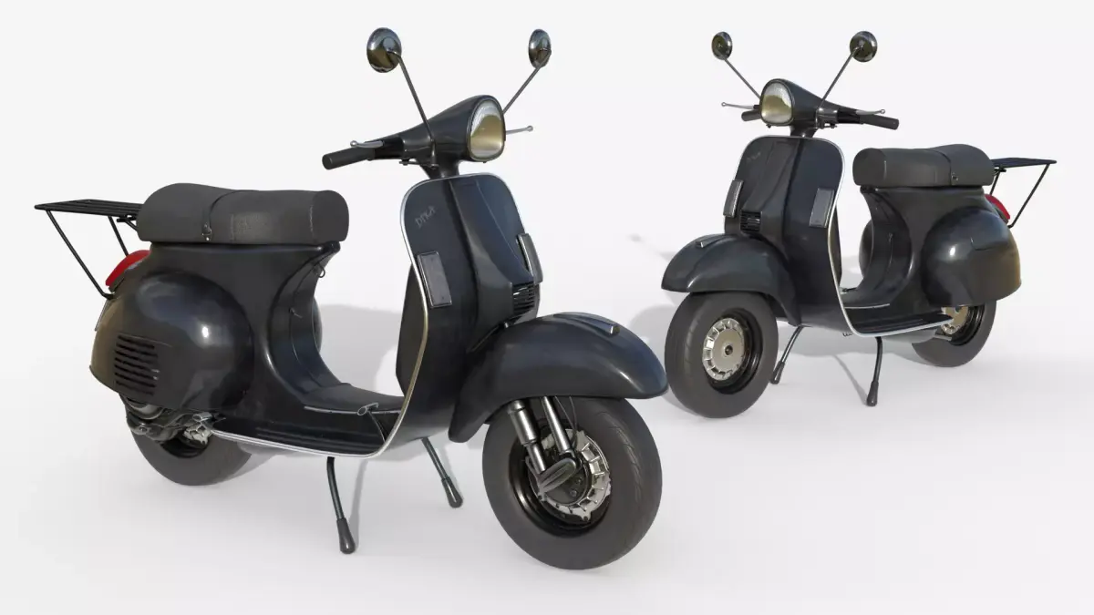 Classic Vintage Scooter  Black  Retro 3D model