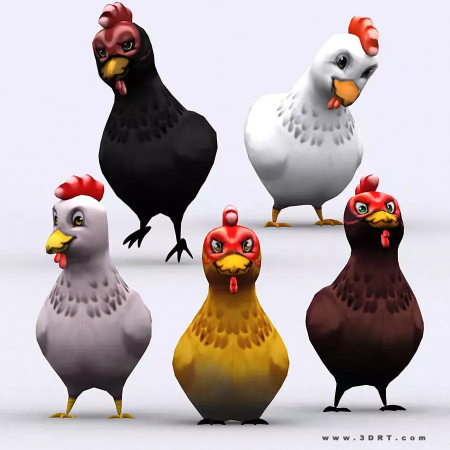 3DRT - Chibii Chicken Low-poly 3D model