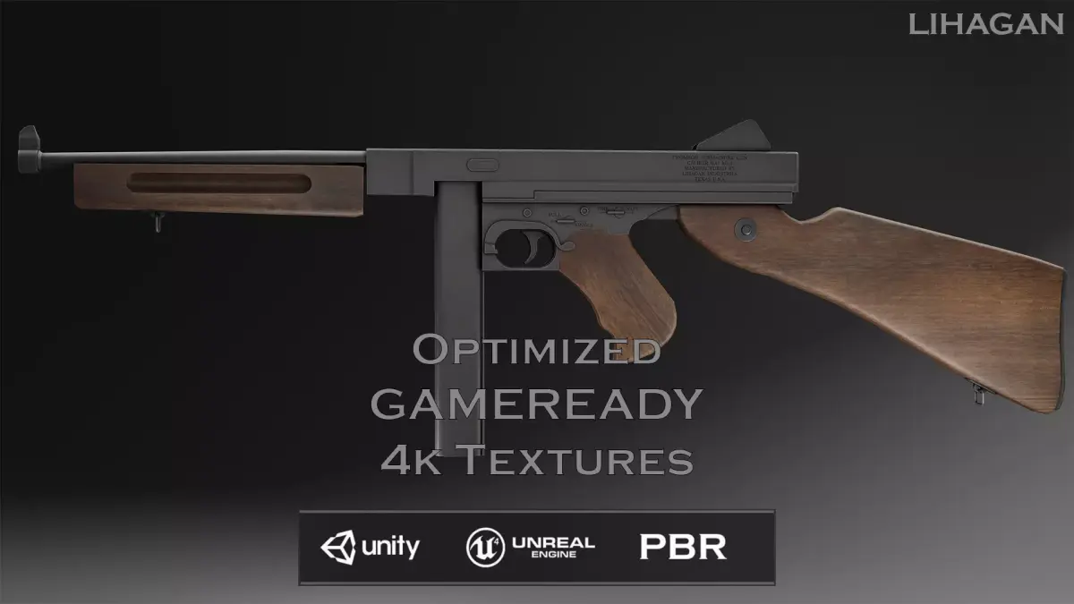 Free Thompson Submachine Gun  Free low-poly 3D model