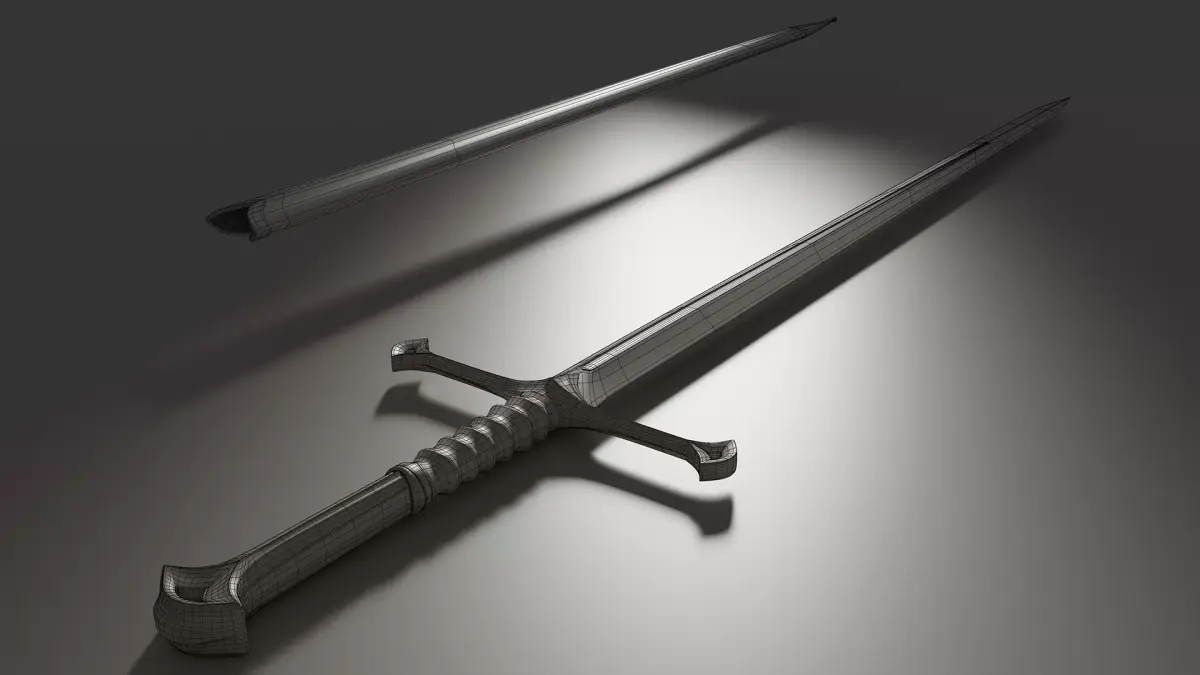 Lord of the Rings sword Anduril - LowPoly Sword 3D model Low-poly 3D model