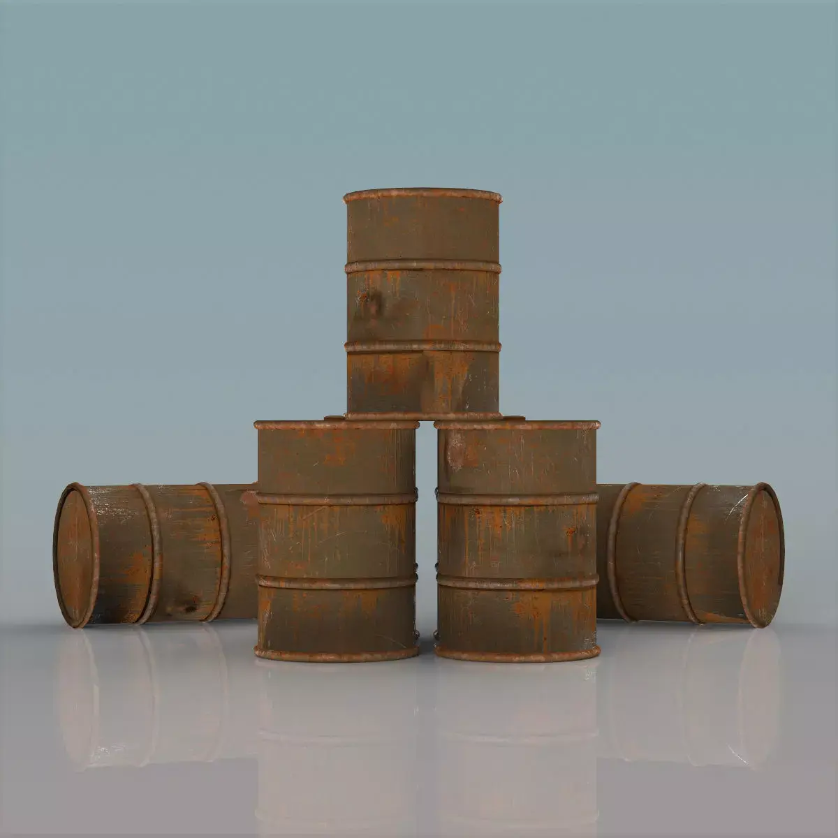 Barrel Set rusty barrels - rusty barrels 3D model