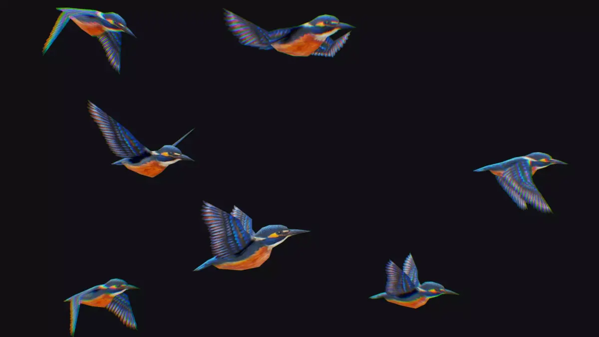 Kingfisher Flock Animated Bird Swarm Hummingbird Shoal Birds Low-poly 3D model purchase