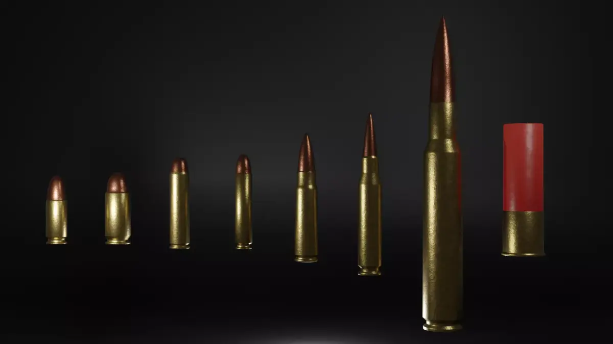 Eight Bullets Low-poly 3D model