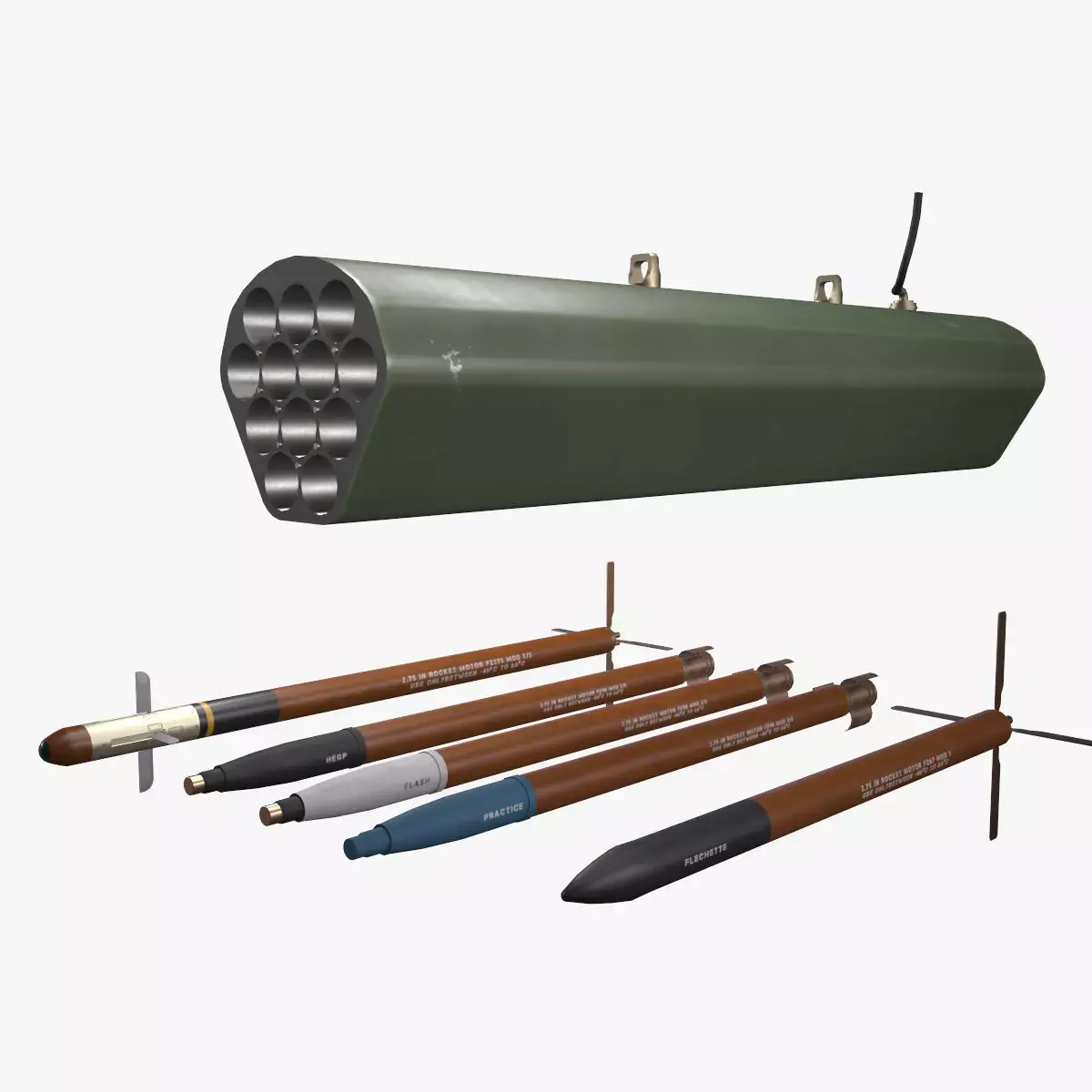  Rocket Launcher FZ219 With Missiles 3D model