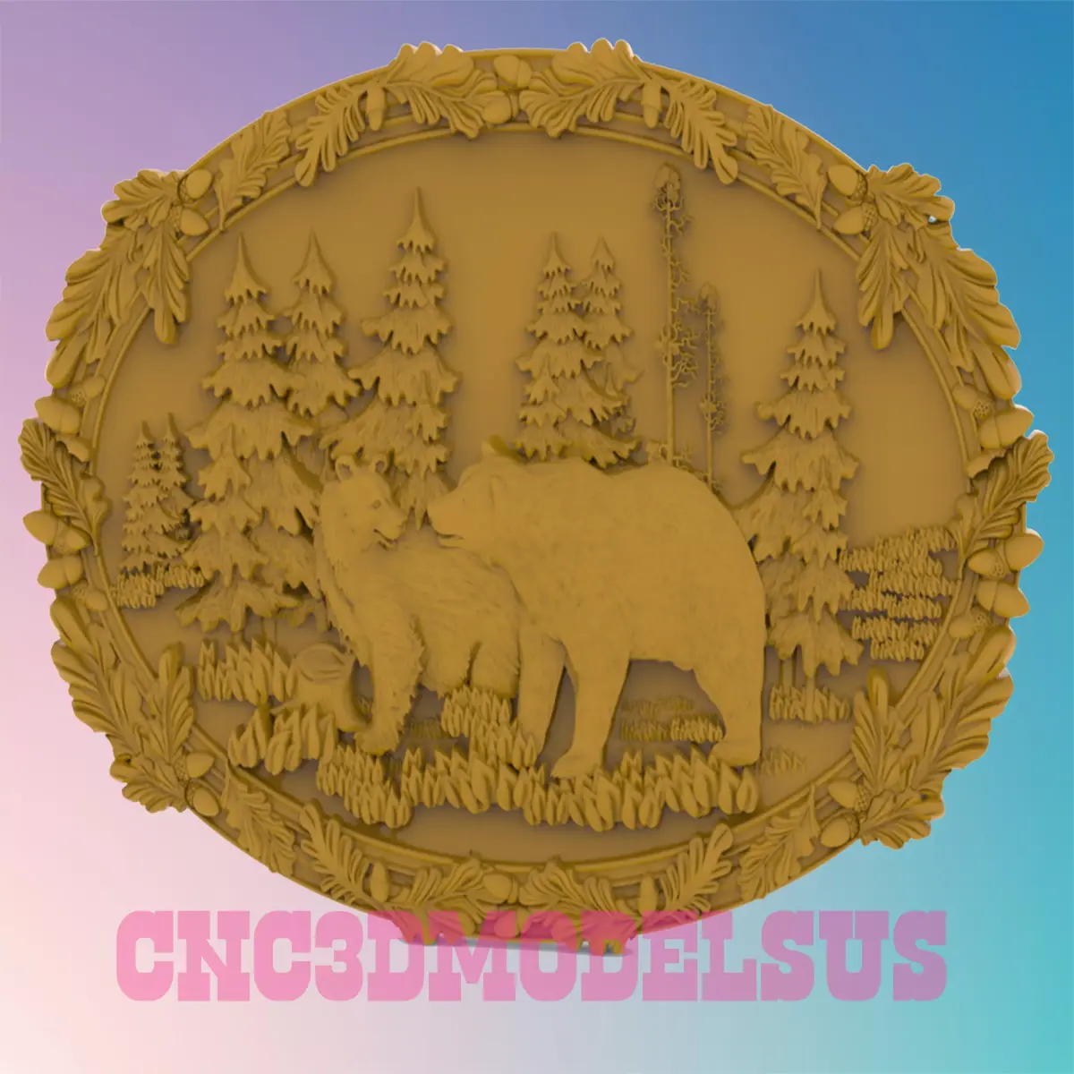 Bears panel 3D MODEL STL FILE FOR CNC ROUTER LASER 3D print model
