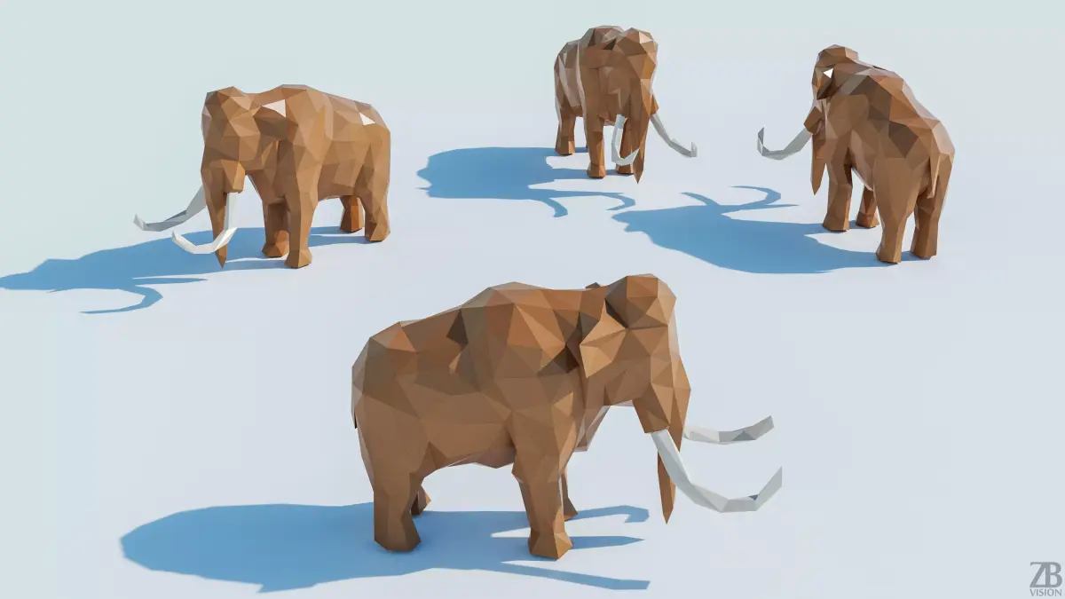 Lowpoly Mammoth 001 3D model