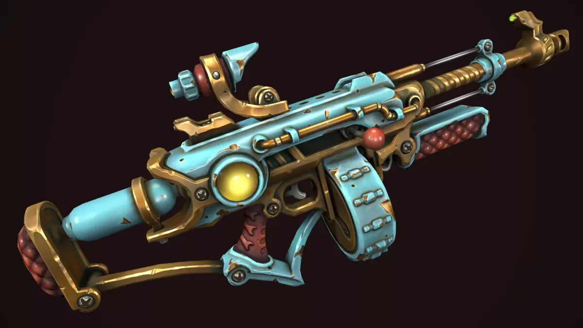 Steampunk assault rifle Low-poly 3D model