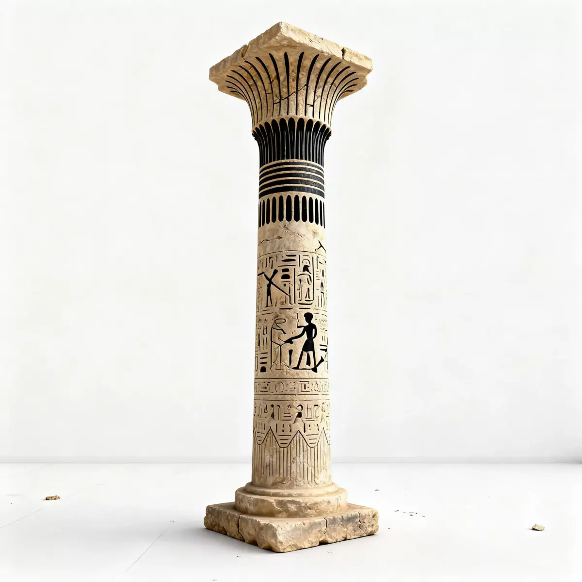 Realistic Weathered Ancient Egyptian Column 3D Model Low-poly 3D model