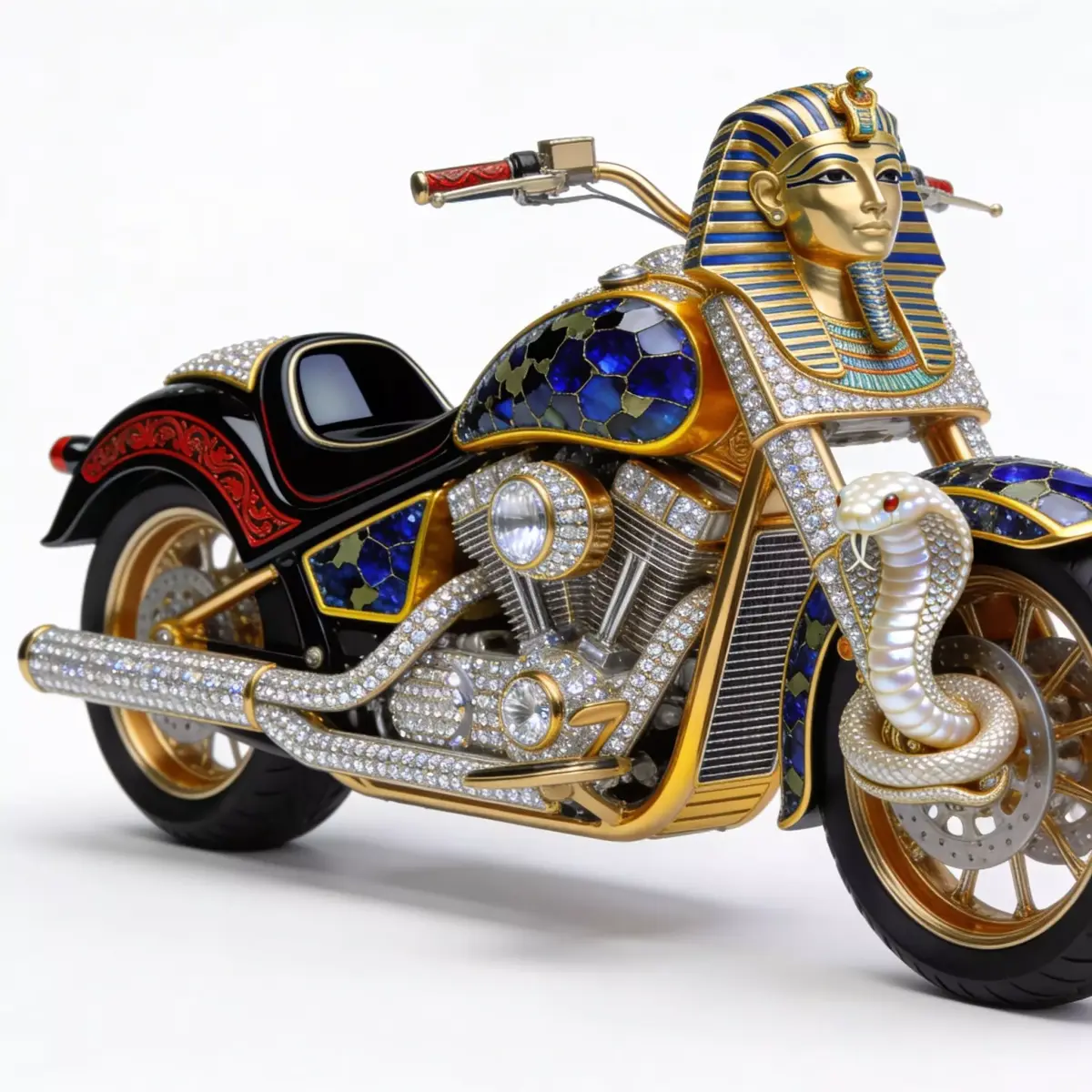 Egyptian Pharaoh Luxury Chopper motorcycle Low-poly 3D model