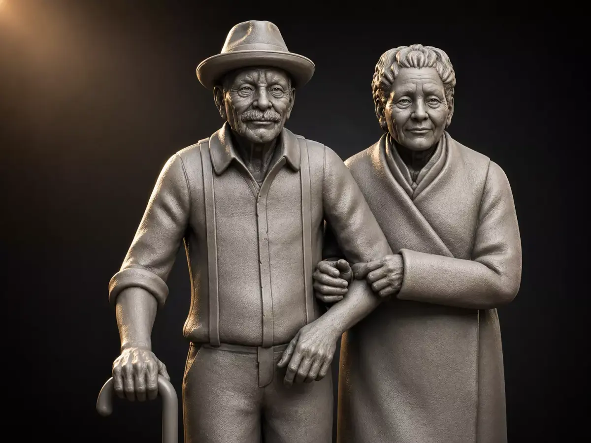 Elderly Couple Walking  Realistic Diorama Figures  3D print model